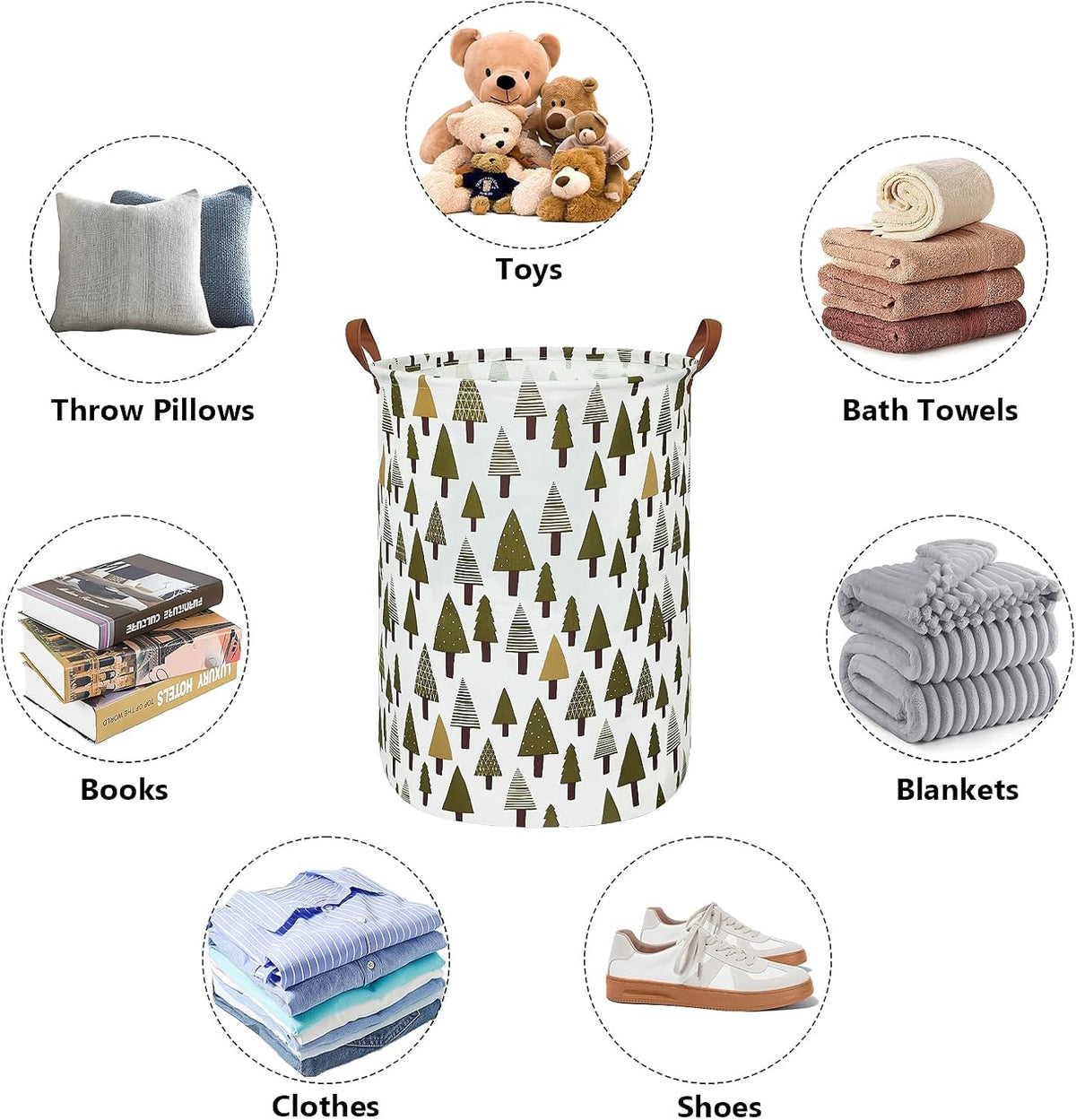 Foldable Waterproof Round Fabric Laundry Basket Home, Toys