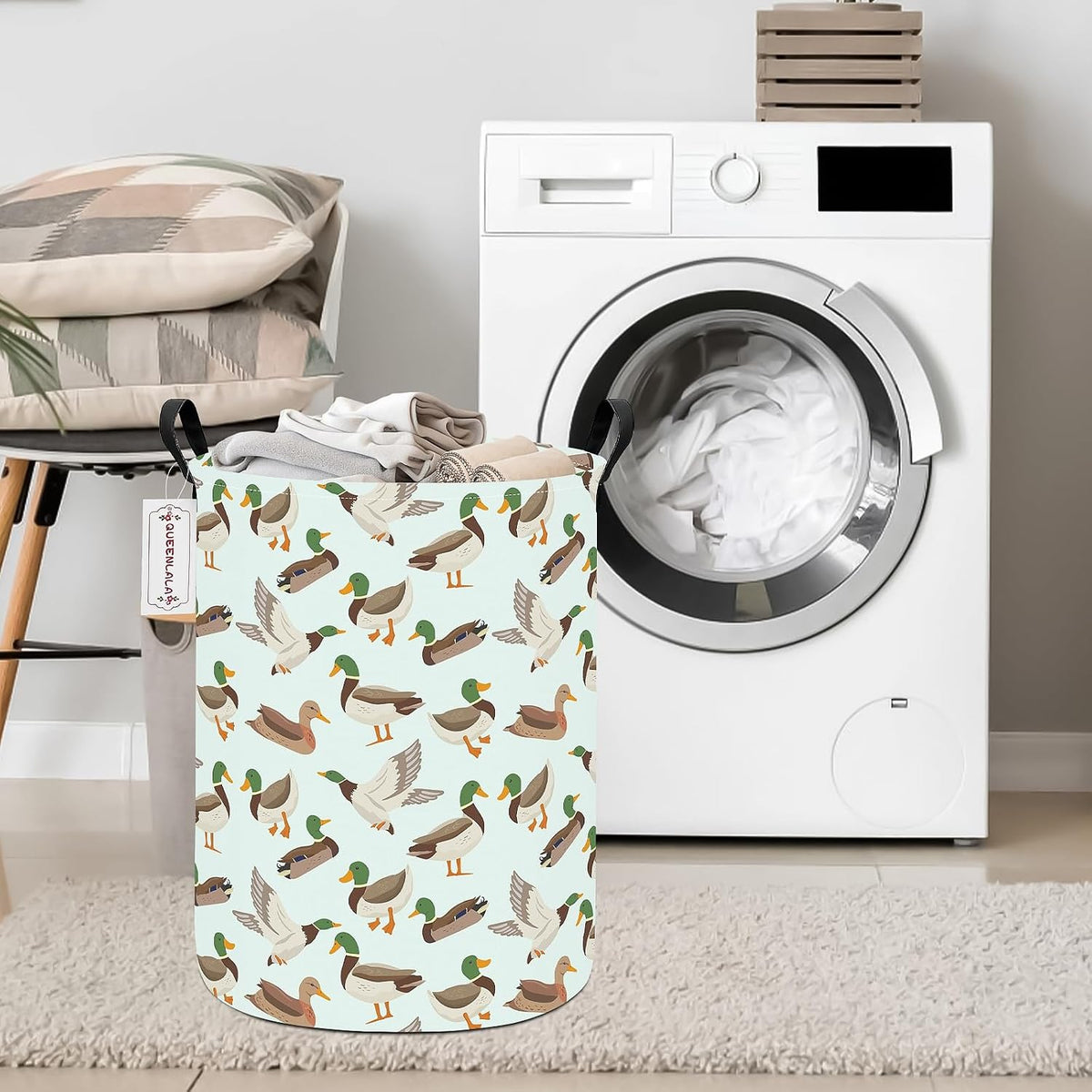 Foldable Waterproof Round Fabric Laundry Basket Home, Toys