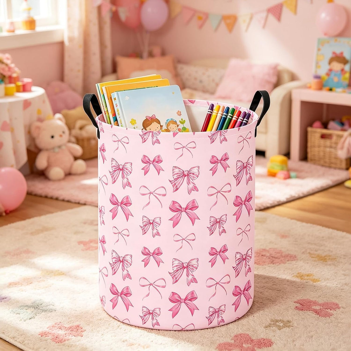 Foldable Waterproof Round Fabric Laundry Basket Home, Toys
