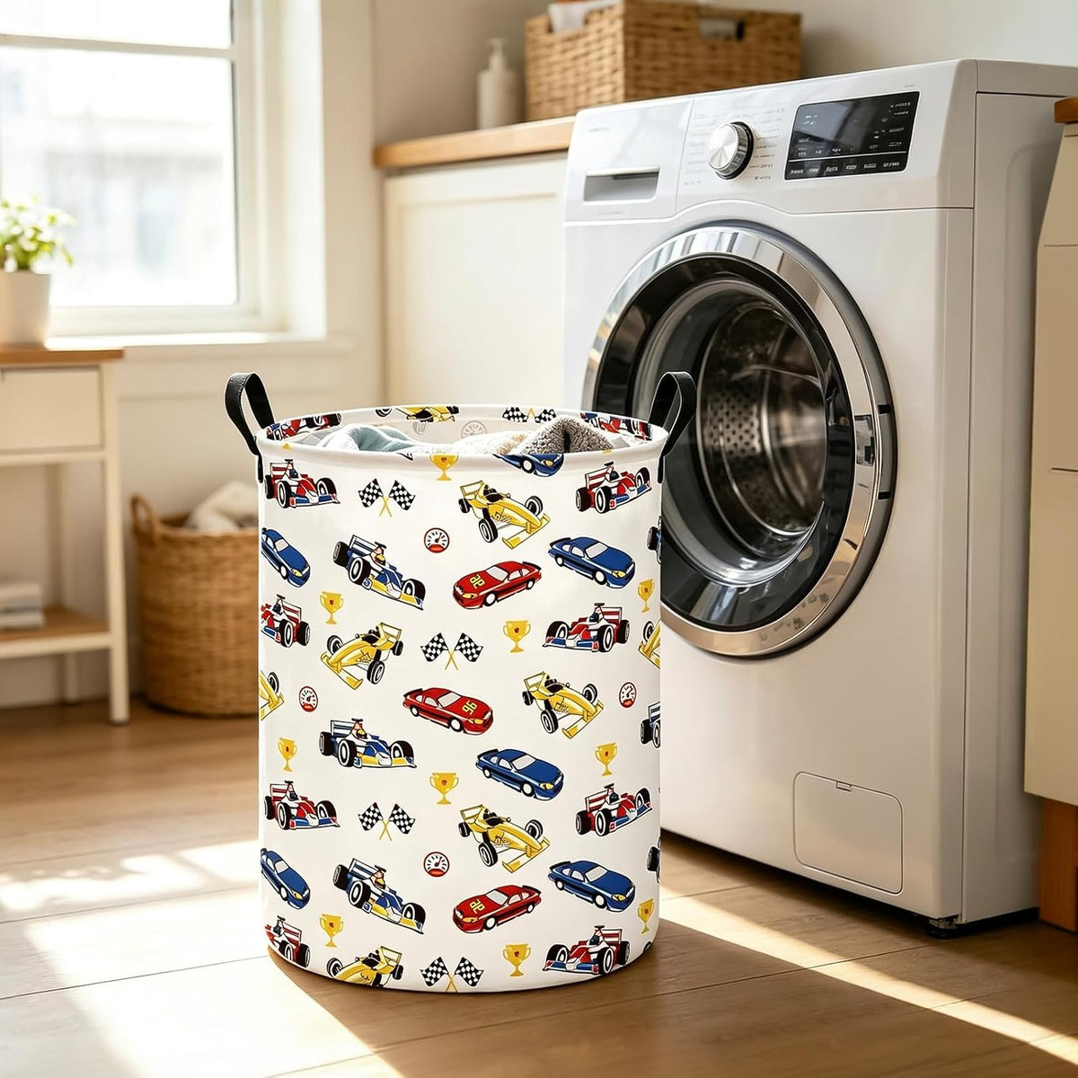 Foldable Waterproof Round Fabric Laundry Basket Home, Toys