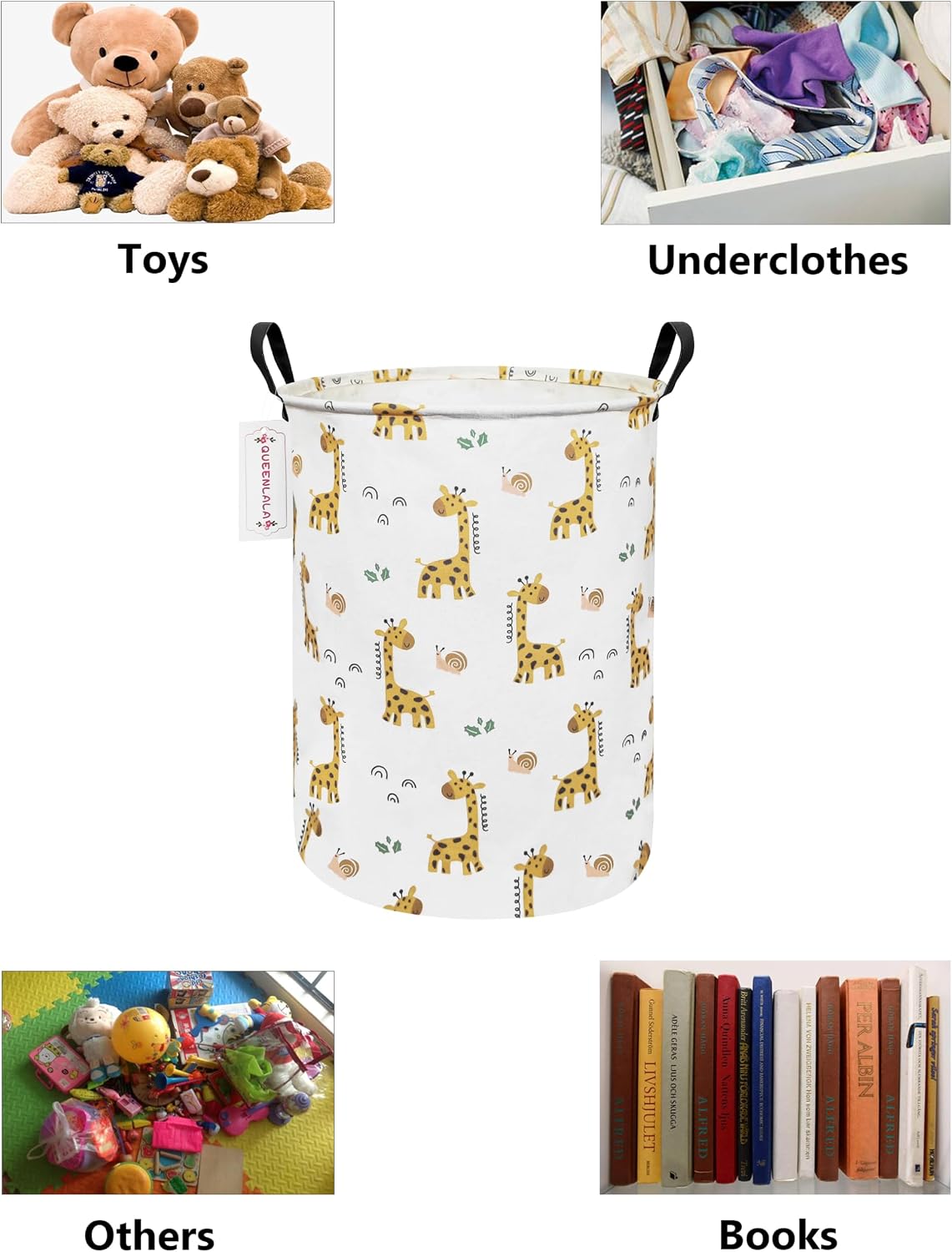 Foldable Waterproof Round Fabric Laundry Basket Home, Toys