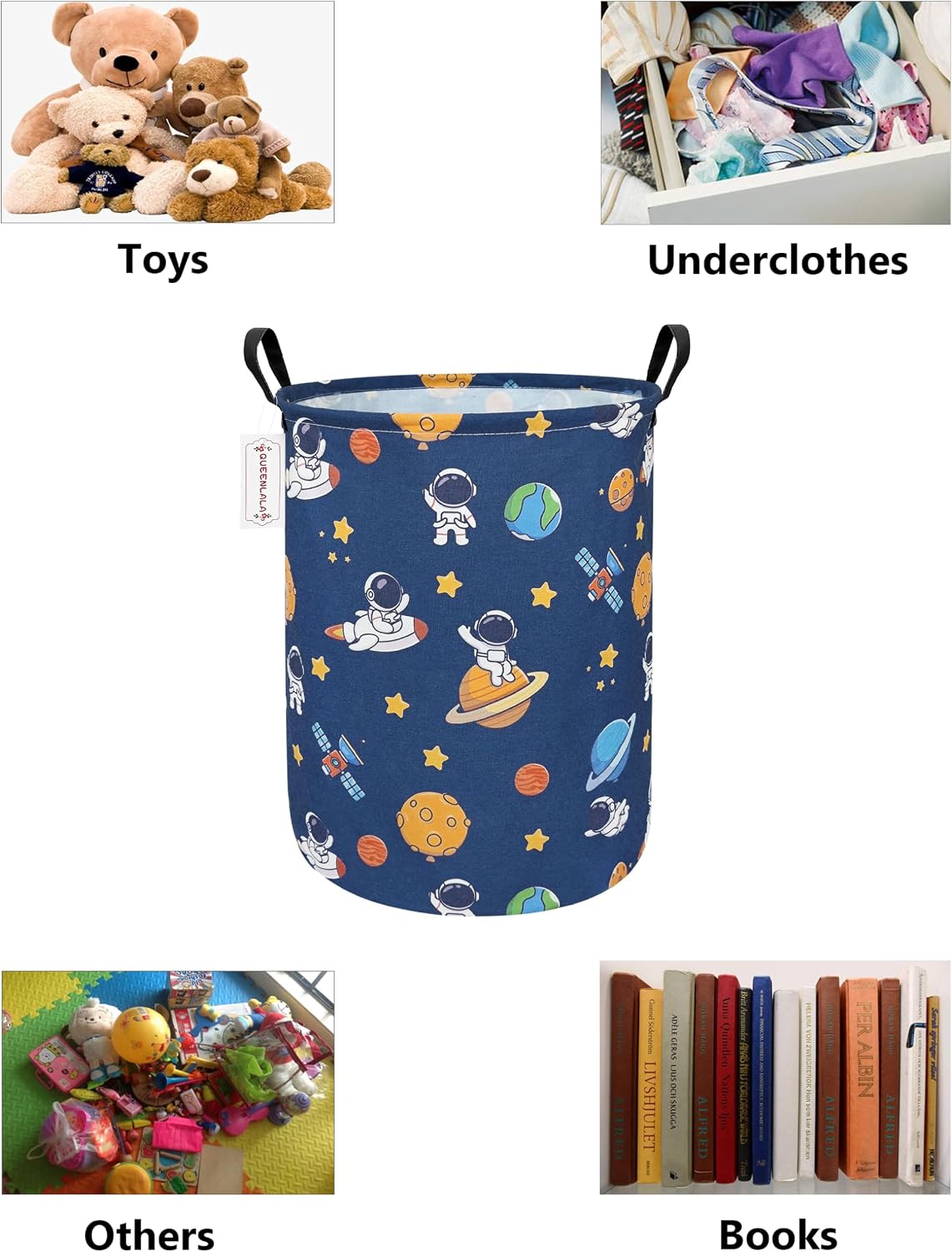 Foldable Waterproof Round Fabric Laundry Basket Home, Toys