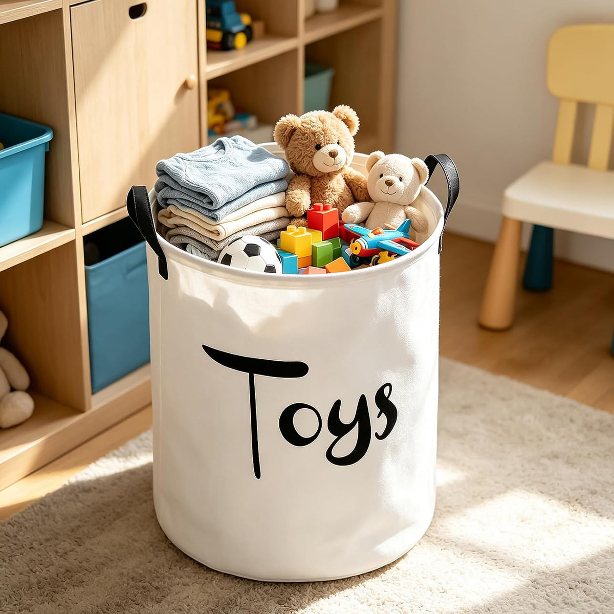 Foldable Waterproof Round Fabric Laundry Basket Home, Toys
