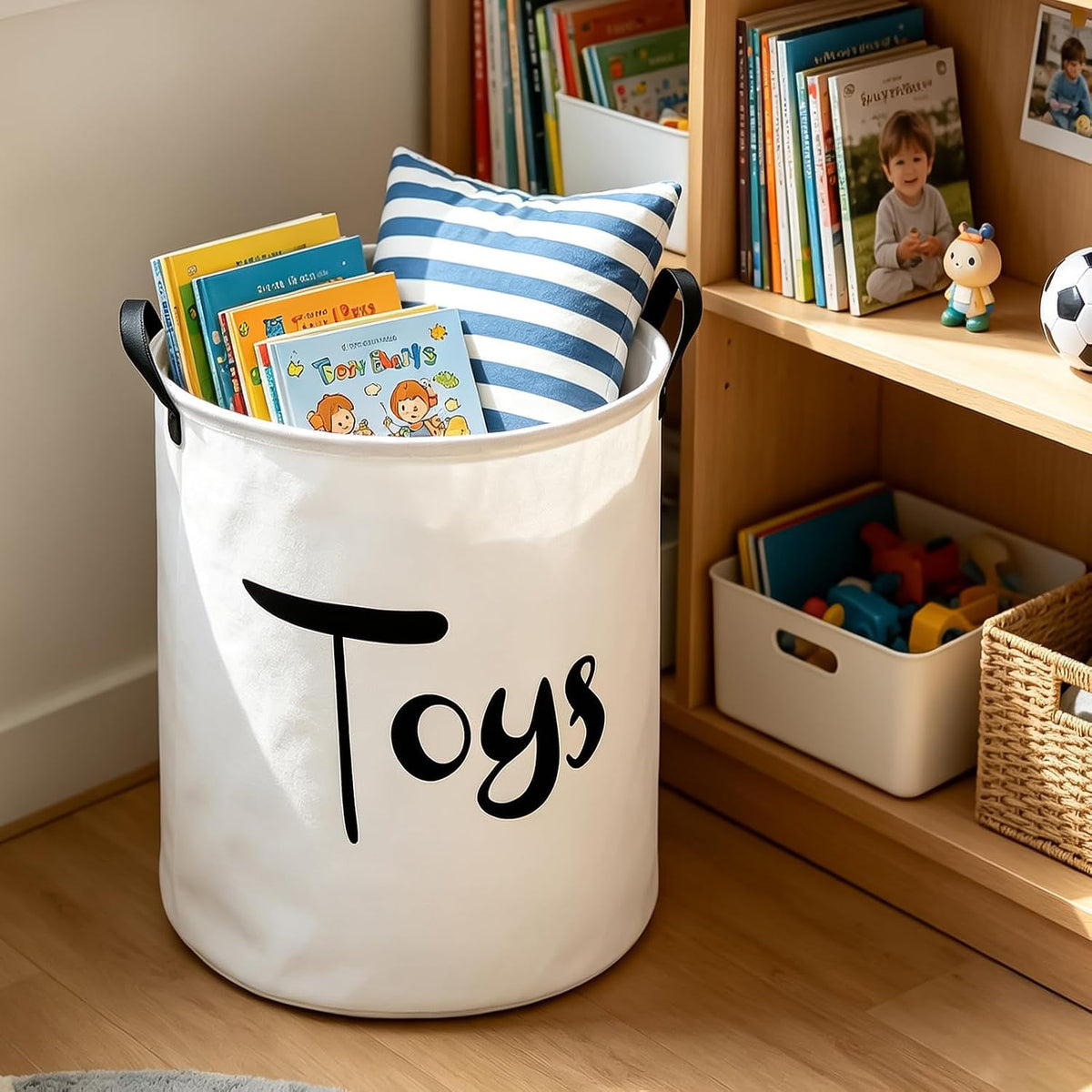 Foldable Waterproof Round Fabric Laundry Basket Home, Toys