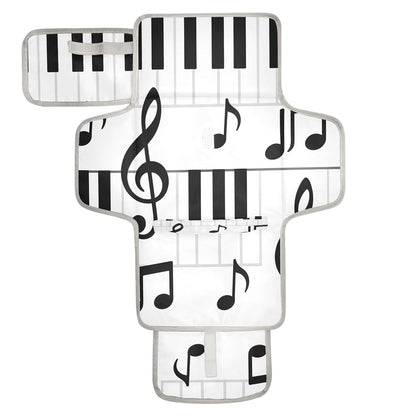 Cartoon Piano Keys Portable Diaper Changing Pad, Waterproof Baby Changing Mat with Storage Pocket & Built-in Pillow, Foldable Travel Pad, Newborn Gift Set for Boy Girl