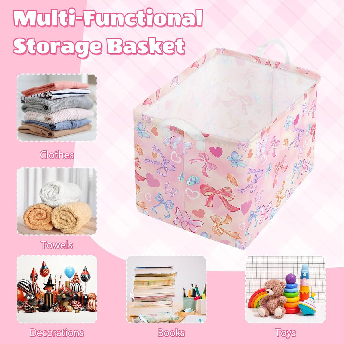 Collapsible Storage Basket Collapsible Fabric Laundry Basket with Handles