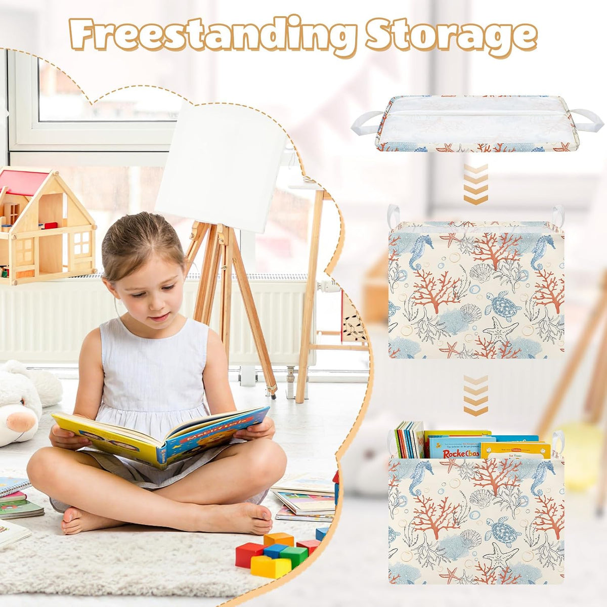 Collapsible Storage Basket Collapsible Fabric Laundry Basket with Handles