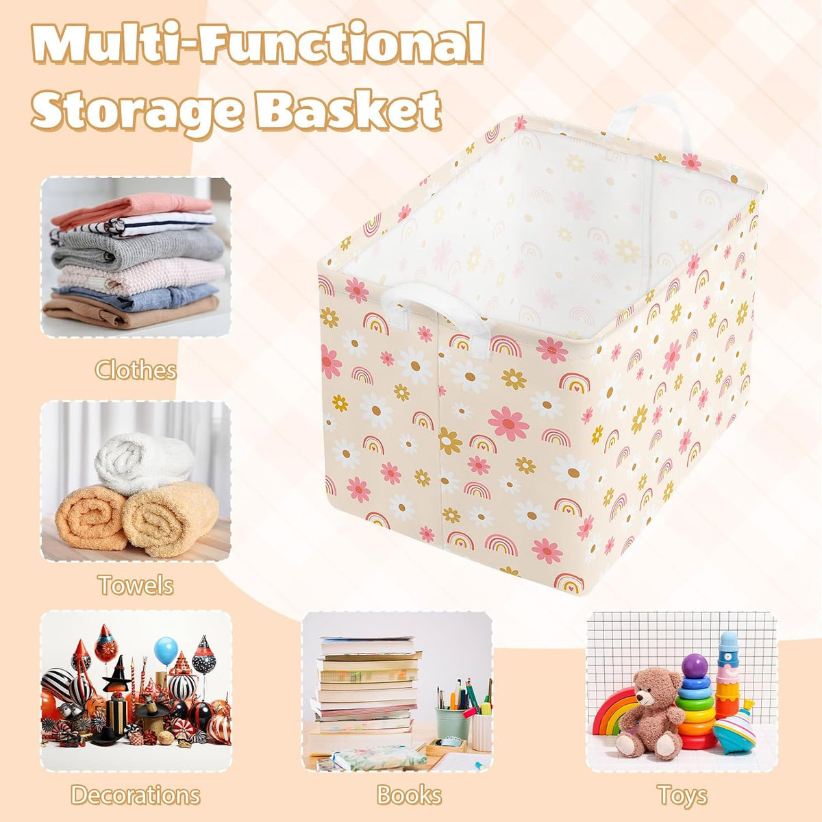 Collapsible Storage Basket Collapsible Fabric Laundry Basket with Handles