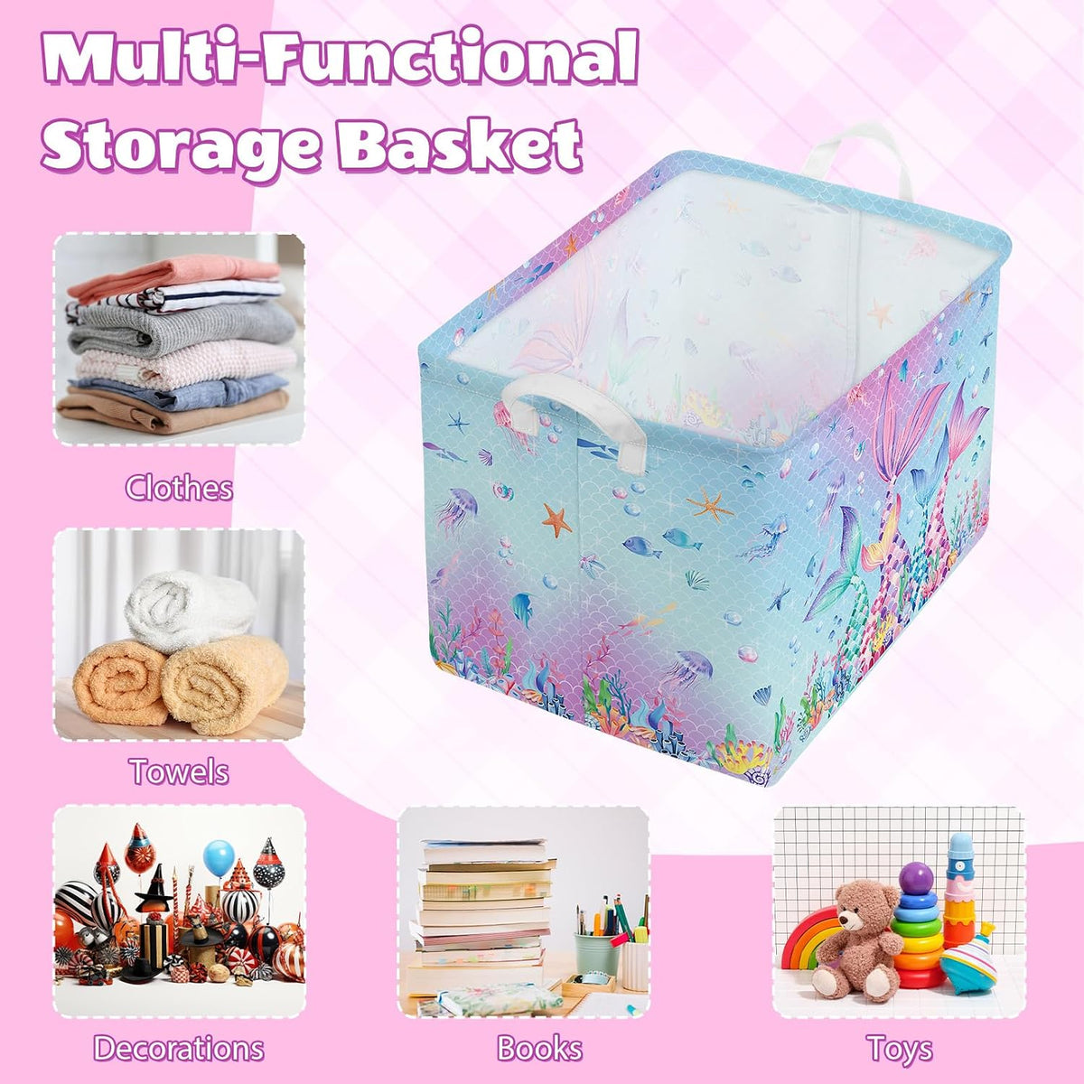 Collapsible Storage Basket Collapsible Fabric Laundry Basket with Handles