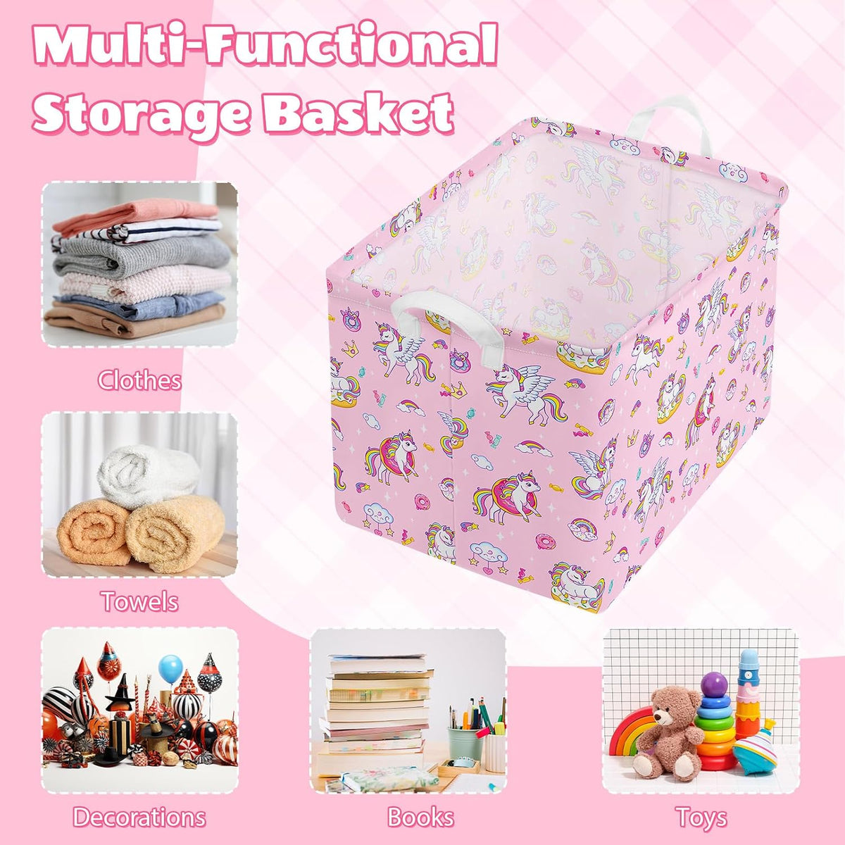 Collapsible Storage Basket Collapsible Fabric Laundry Basket with Handles