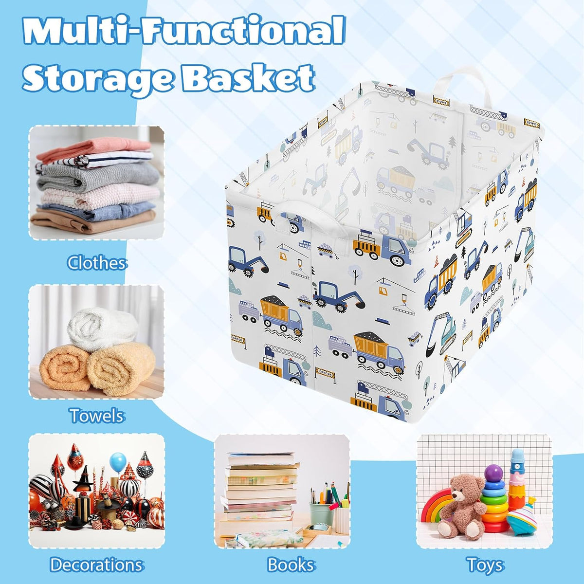Collapsible Storage Basket Collapsible Fabric Laundry Basket with Handles