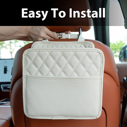 2Pack Car Seat Back Hanging Bag Car Document Holder Multi-Pocket Bottle Bag Storage Box Organizer Travel Tidy Pouch Pocket Kids Beige
