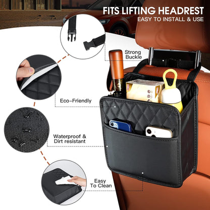 2Pack Car Seat Back Hanging Bag Car Document Holder Multi-Pocket Bottle Bag Storage Box Organizer Travel Tidy Pouch Pocket Kids Beige