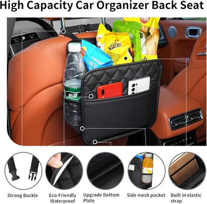 2Pack Car Seat Back Hanging Bag Car Document Holder Multi-Pocket Bottle Bag Storage Box Organizer Travel Tidy Pouch Pocket Kids Beige