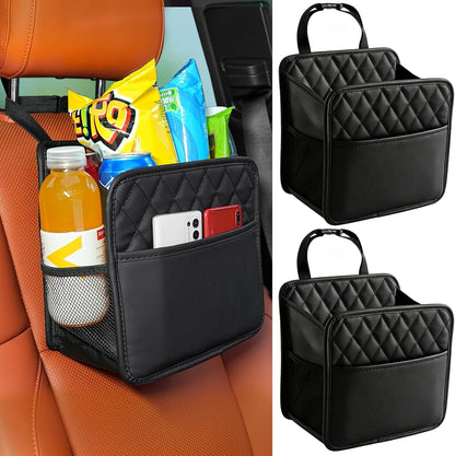 2Pack Car Seat Back Hanging Bag Car Document Holder Multi-Pocket Bottle Bag Storage Box Organizer Travel Tidy Pouch Pocket Kids Beige