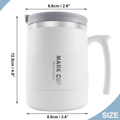 1 Pack Stainless Steel Insulated Coffee Mug With Handle and Lid, 17ozl Thermal Mug Travel Double Wall Reusable Tumbler Cup with Hidden Folding Spoon