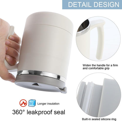 1 Pack Stainless Steel Insulated Coffee Mug With Handle and Lid, 17ozl Thermal Mug Travel Double Wall Reusable Tumbler Cup with Hidden Folding Spoon