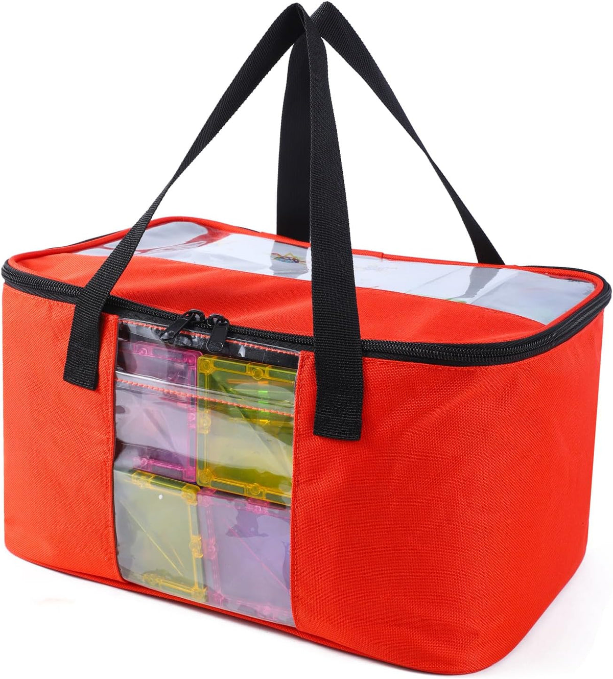 Toy Carry Case, 3PCS Toy Storage Organizer Bag for Magnetic Tiles, Portable Toys Travel Bag With Labels, Handles & Pockets For Magnet Building Tiles, Travel Case for Magnetic Blocks