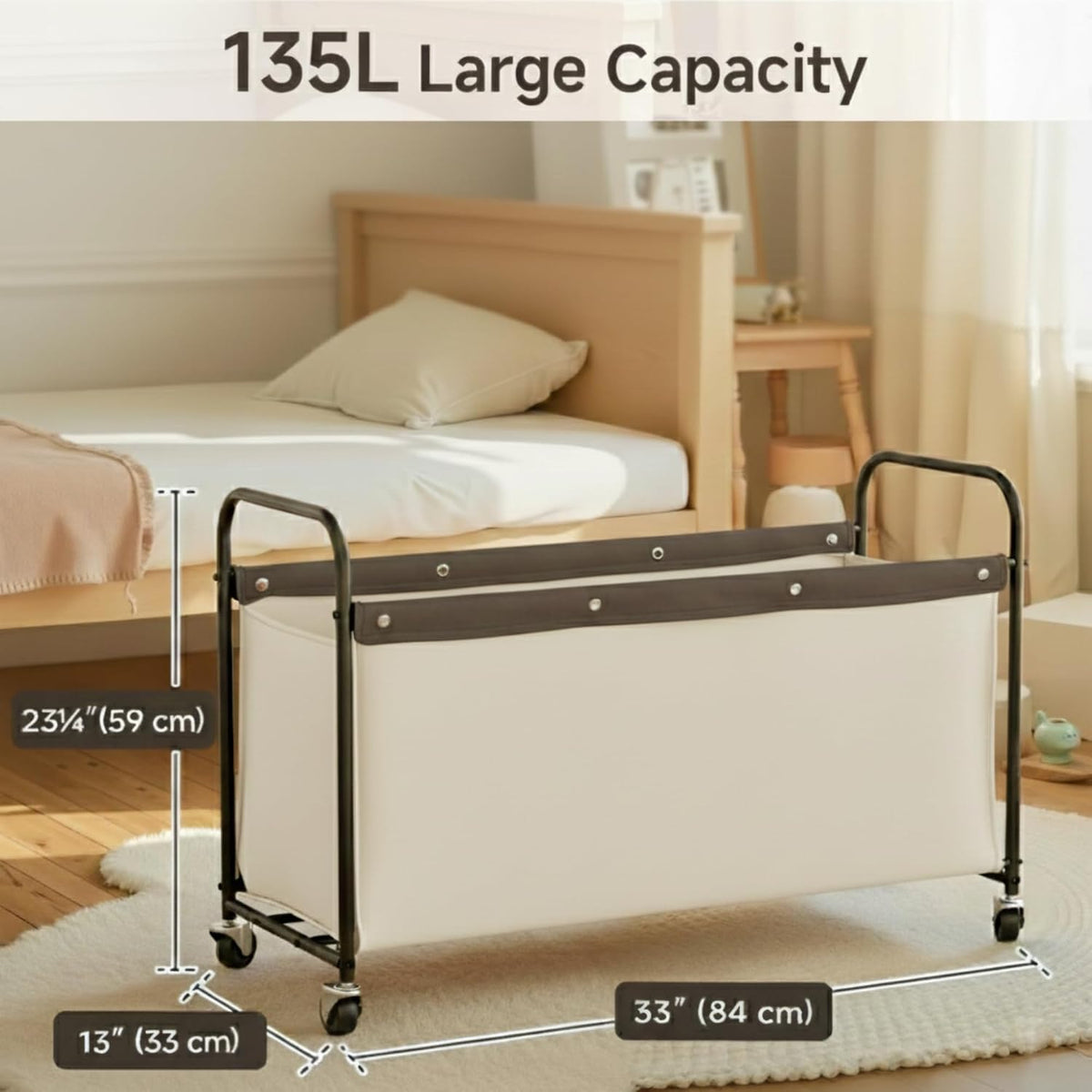 135L Extra Large Storage Chest with Wheels for Living Room