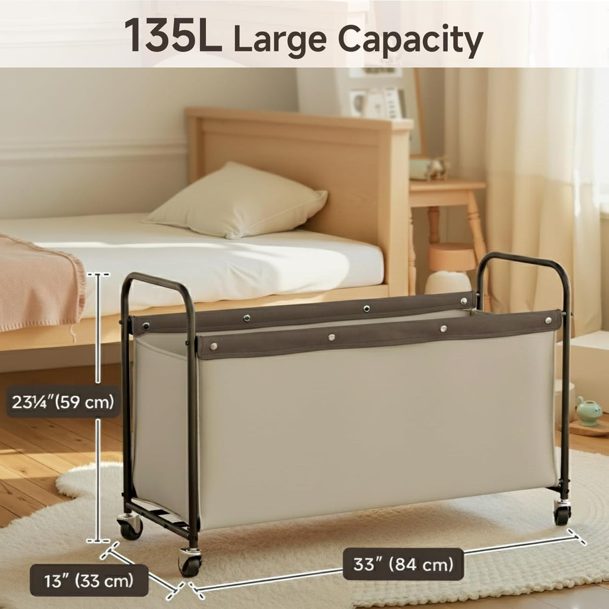 135L Extra Large Storage Chest with Wheels for Living Room