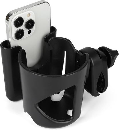 Universal Walker Cup Holder with Phone Holder, Wheelchair Cup Holder, 360° Rotatable Bottle Holder for Wheelchair, Walker, Scooter
