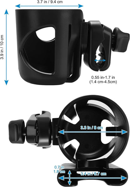 Universal Walker Cup Holder with Phone Holder, Wheelchair Cup Holder, 360° Rotatable Bottle Holder for Wheelchair, Walker, Scooter