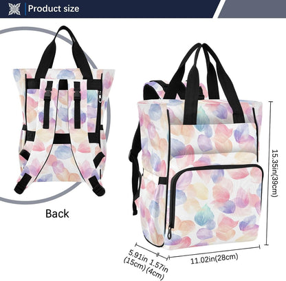 Diaper Bag Backpack, Multifunction Travel Bag for Moms Dads, Baby Changing Bag with Insulted Pockets, Stroller Straps and Side Bottle Pockets Watercolor Petal Pattern