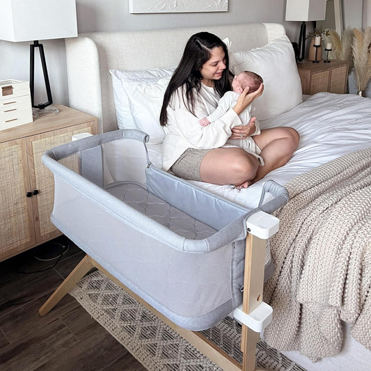 Baby Bassinet & Bedside Sleeper, Breathable, Washable, Grey