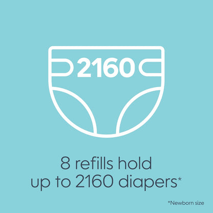 Bags Refills 270 Count (Pack of 8) with Max Odor Lock | Holds Up to 2160 Newborn Diapers
