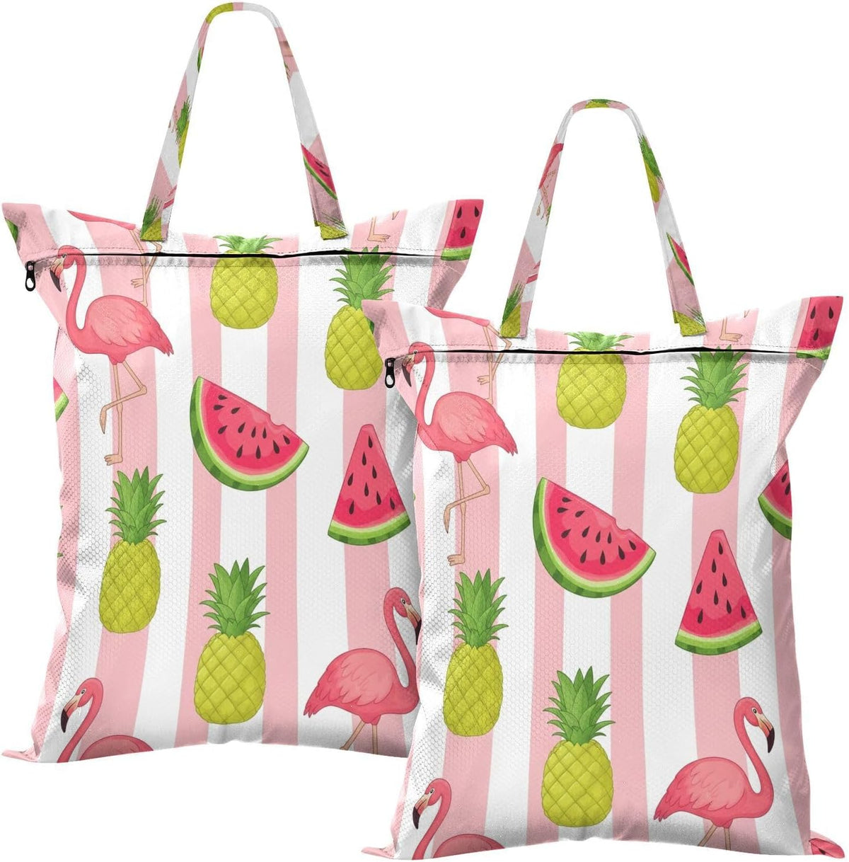 Flamingo Pineapple Waterproof Travel Laundry Bag Reusable 2-Pack