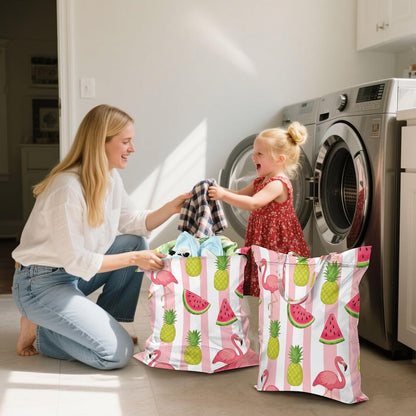 Flamingo Pineapple Waterproof Travel Laundry Bag Reusable 2-Pack