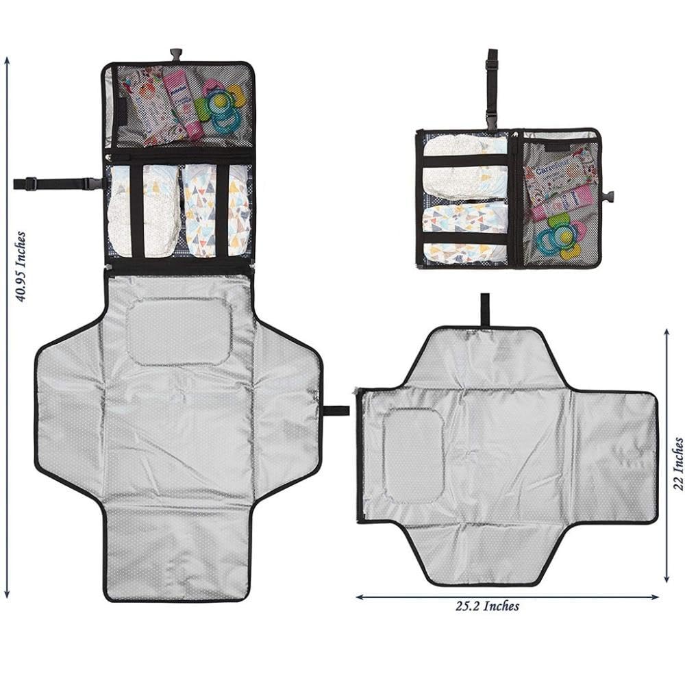 Waterproof Foldable Changing Mat for Newborns – Portable with Padded Cushion, Built-in Storage, Easy to Clean, Ideal for On-The-Go Diaper Changes