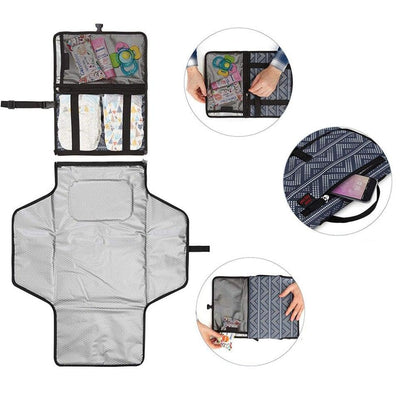 Waterproof Foldable Changing Mat for Newborns – Portable with Padded Cushion, Built-in Storage, Easy to Clean, Ideal for On-The-Go Diaper Changes