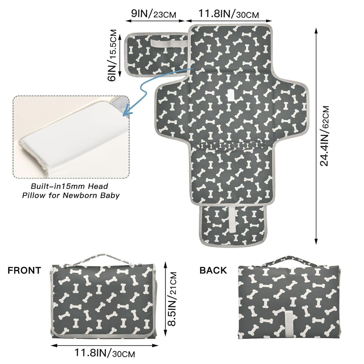 Woodland Deer Portable Diaper Changing Pad with Wipes Holder
