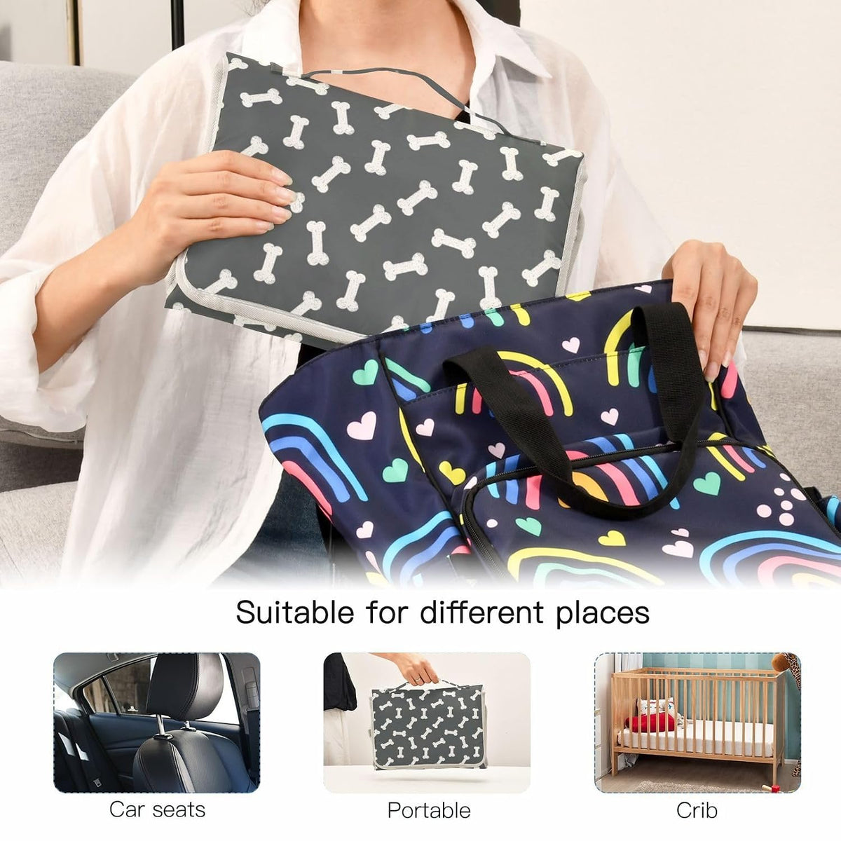 Woodland Deer Portable Diaper Changing Pad with Wipes Holder