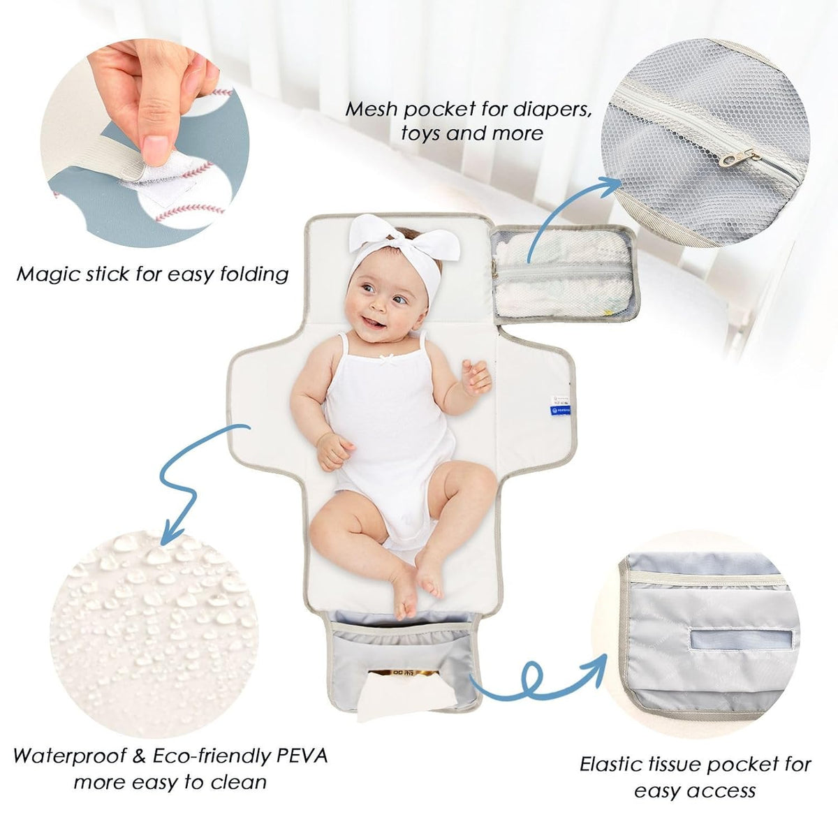 Woodland Deer Portable Diaper Changing Pad with Wipes Holder