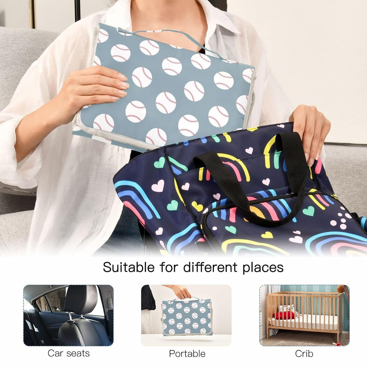 Woodland Deer Portable Diaper Changing Pad with Wipes Holder