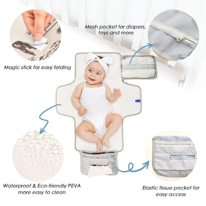 Woodland Deer Portable Diaper Changing Pad with Wipes Holder