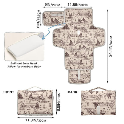 Woodland Deer Portable Diaper Changing Pad with Wipes Holder