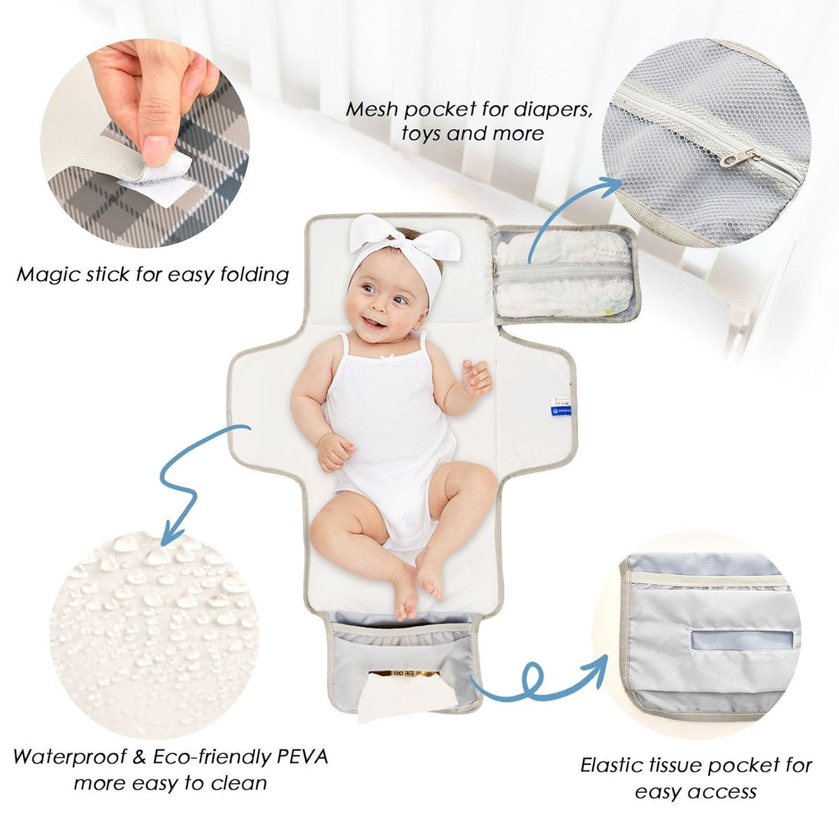 Woodland Deer Portable Diaper Changing Pad with Wipes Holder