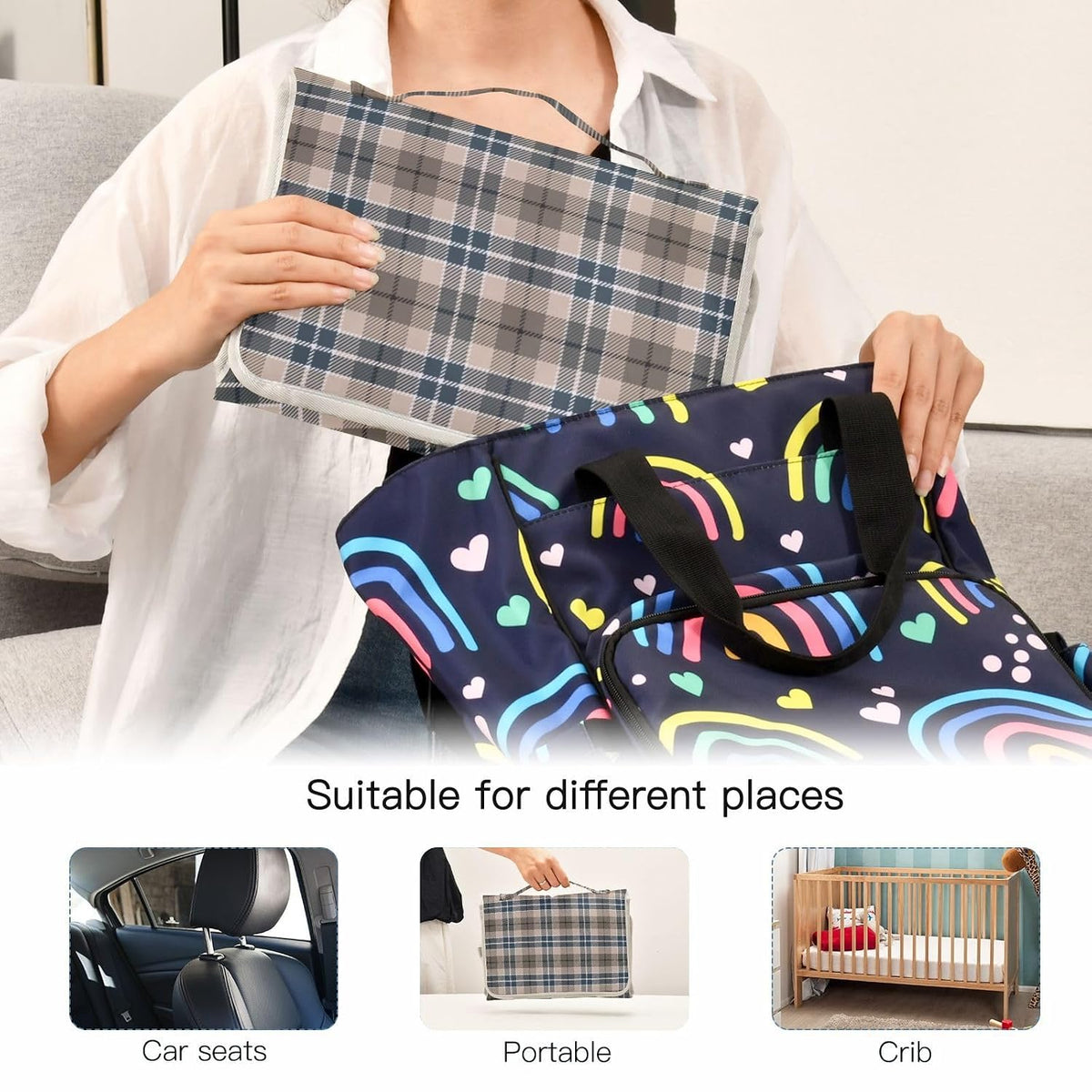 Woodland Deer Portable Diaper Changing Pad with Wipes Holder