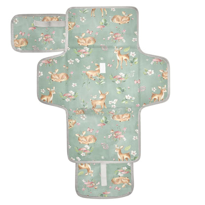 Woodland Deer Portable Diaper Changing Pad with Wipes Holder