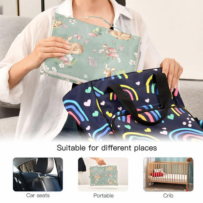 Woodland Deer Portable Diaper Changing Pad with Wipes Holder