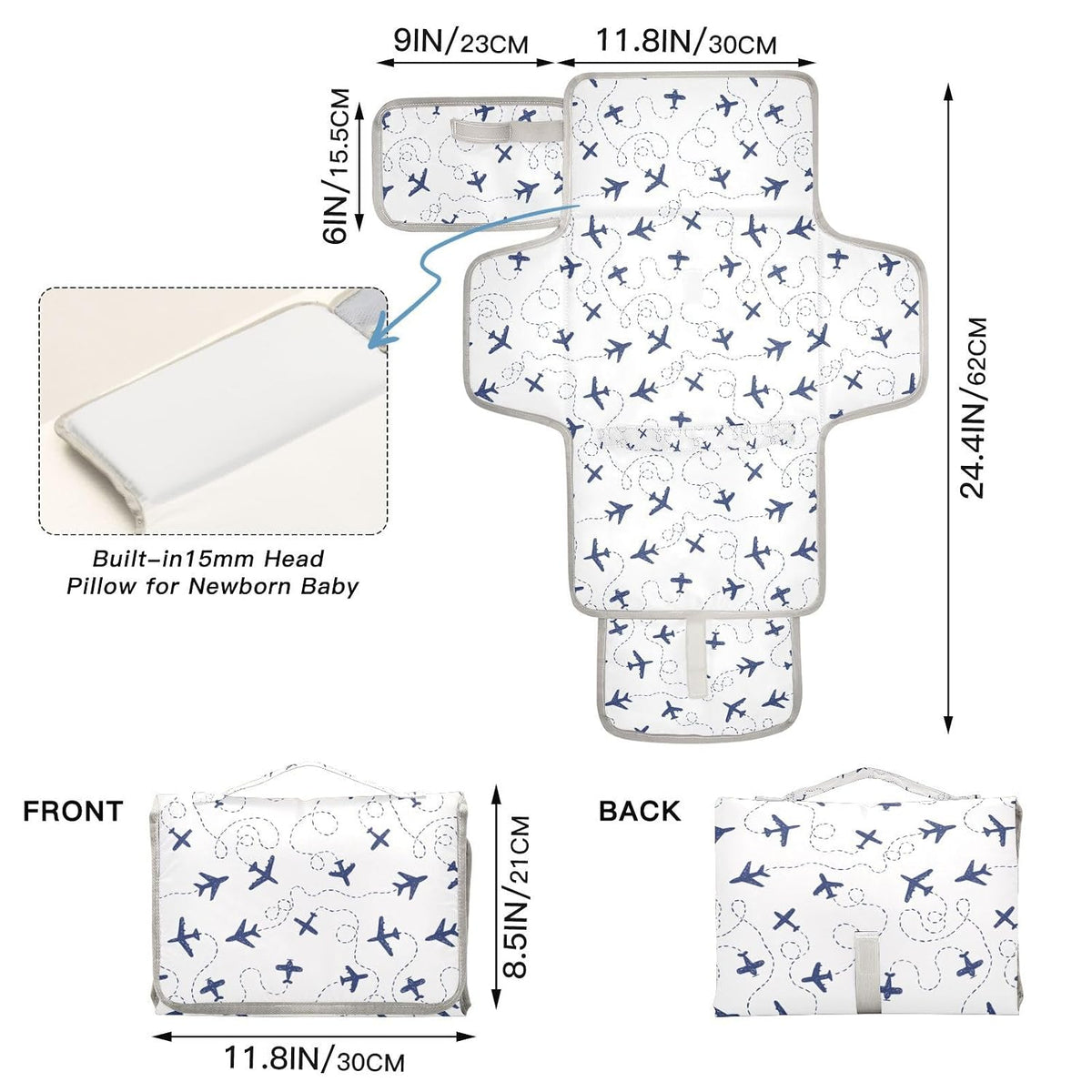Woodland Deer Portable Diaper Changing Pad with Wipes Holder