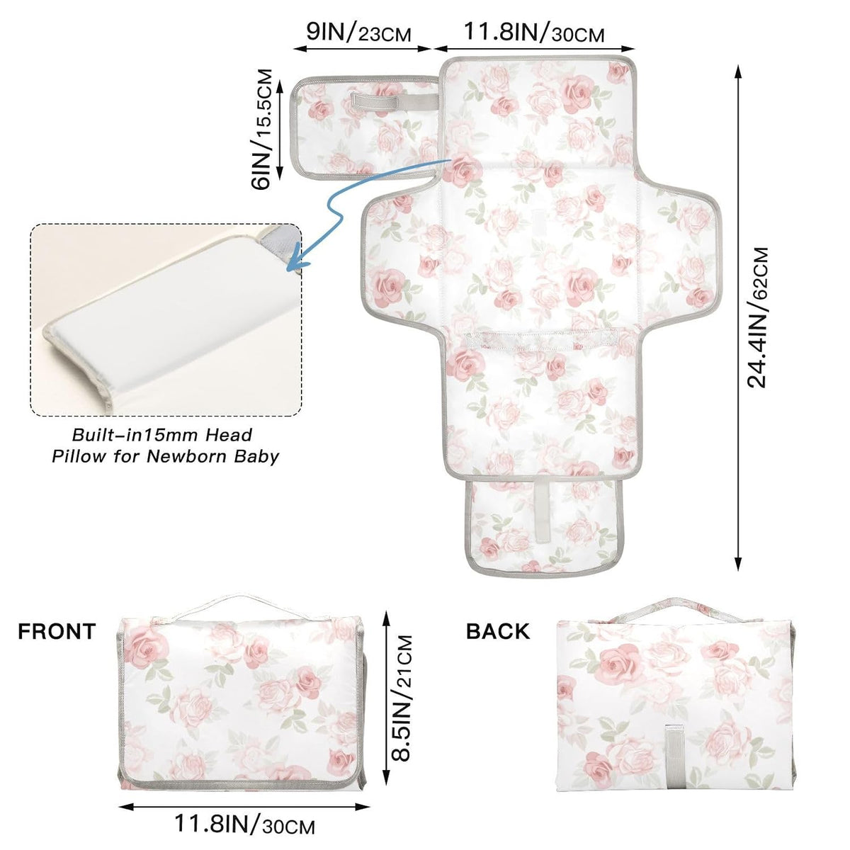 Woodland Deer Portable Diaper Changing Pad with Wipes Holder