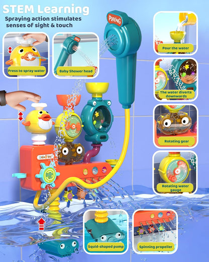 3-in-1 Bath Toys for Toddler, Interactive Bath Shower Head