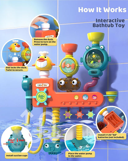3-in-1 Bath Toys for Toddler, Interactive Bath Shower Head