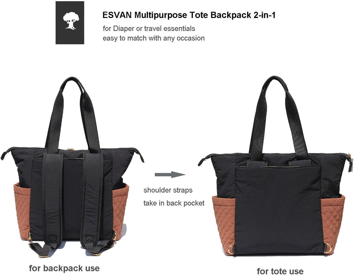 Diaper Tote Bag Totepack Backpack 2 in 1 for Women Multifunctional Large Capacity with Insulated Pockets Travel