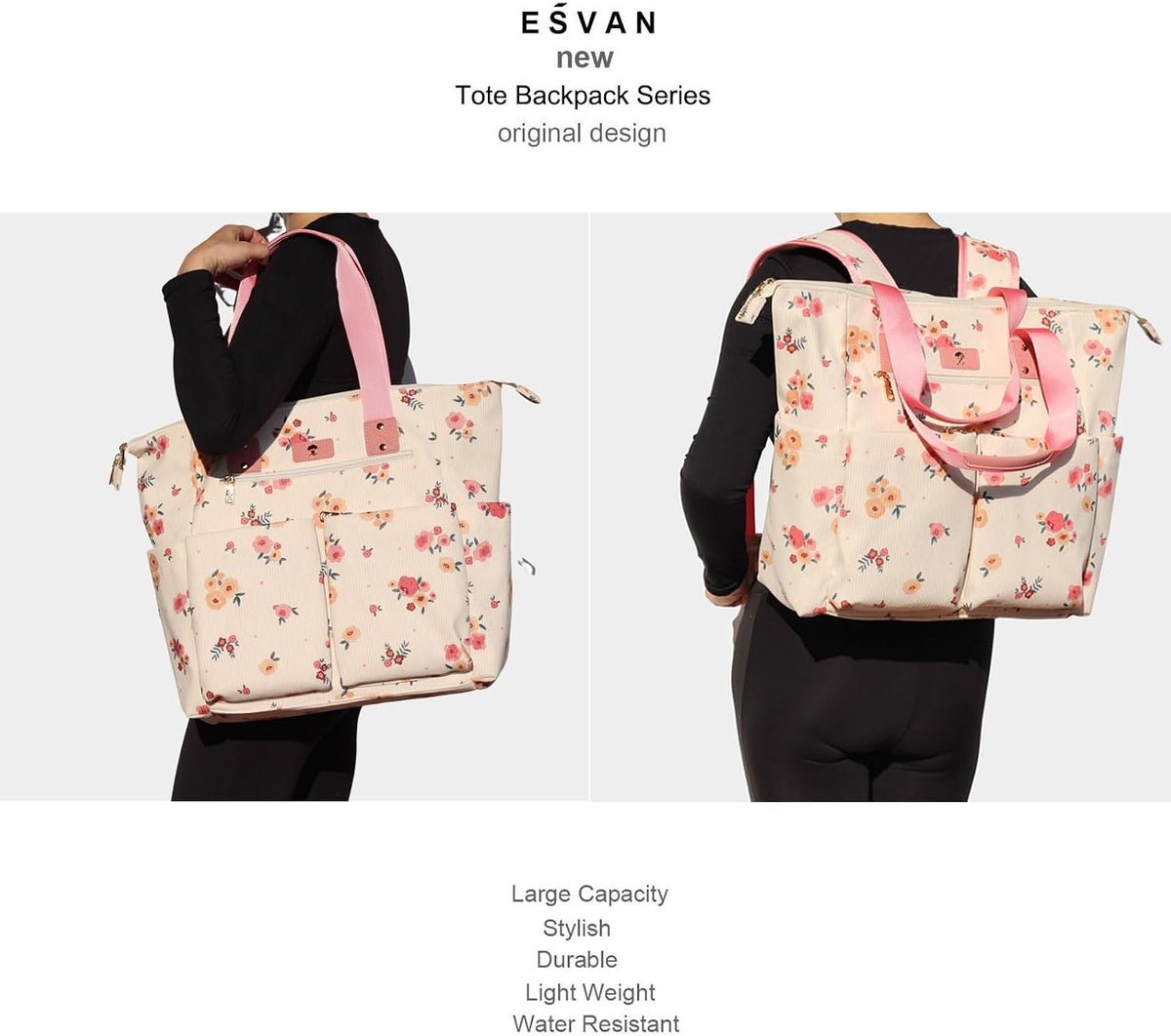Diaper Tote Bag Totepack Backpack 2 in 1 for Women Multifunctional Large Capacity with Insulated Pockets Travel