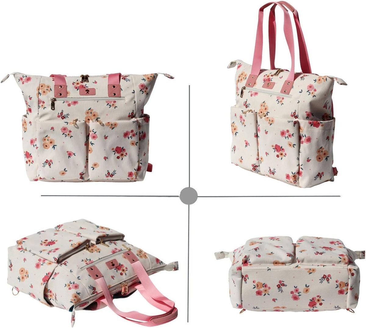 Diaper Tote Bag Totepack Backpack 2 in 1 for Women Multifunctional Large Capacity with Insulated Pockets Travel